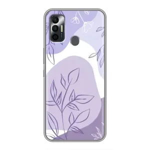 Силиконовый чехол с принтом в цветах на TECNO Spark 7P (Фиолетовые листья абстракция)
