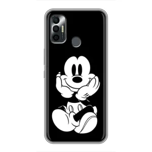 Эксклюзивный чехол для TECNO Spark 7P (AlphaPrint - Мультяшные) (Микки на черном)
