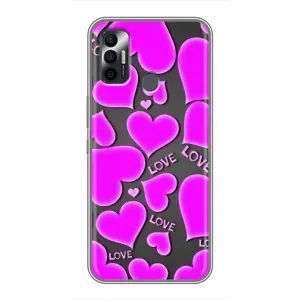 Чехлы для любимой на Техно Спарк 7Р (VPrint) (Pink hearts)