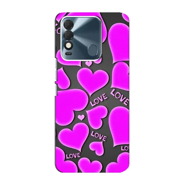 Чехол с принтом «Pink hearts» для TECNO Spark 8