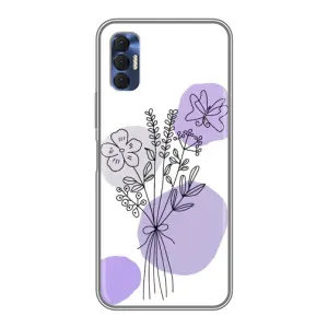Силиконовый чехол с принтом в цветах на TECNO Spark 8P (Букет фиолетовая абстракция)