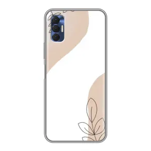 Силиконовый чехол с принтом в цветах на TECNO Spark 8P (Нюдовая веточка абстракция)