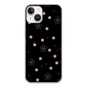 Чохол з розовим принтом для Tecno Spark Go 1 (Рожеві квіти на чорному)