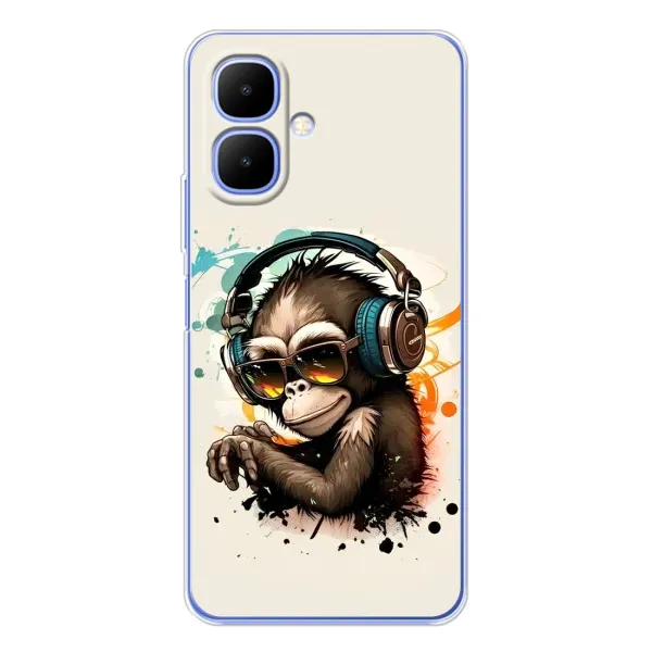 Чехол с принтом «Макака в наушниках» для TECNO Spark Go 2 Чехол с принтом «Макака в наушниках» для TECNO Spark Go 2