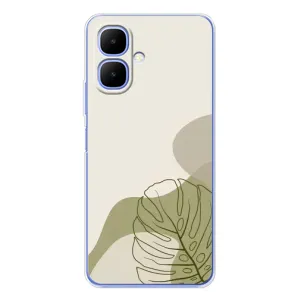Силиконовый чехол с принтом в цветах на Tecno Spark Go 2 (Зеленая монстера дизайн)