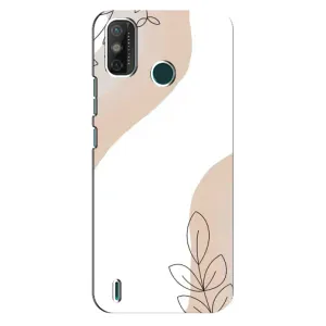 Силиконовый чехол с принтом в цветах на TECNO Spark GO (2020) (Нюдовая веточка абстракция)