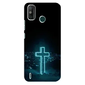 Чехол для TECNO Spark GO (2021) (AlphaPrint) - (Христианские) (Крест и город)