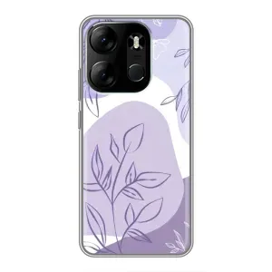Силиконовый чехол с принтом в цветах на Tecno Spark Go 2023 (BF7) (Фиолетовые листья абстракция)