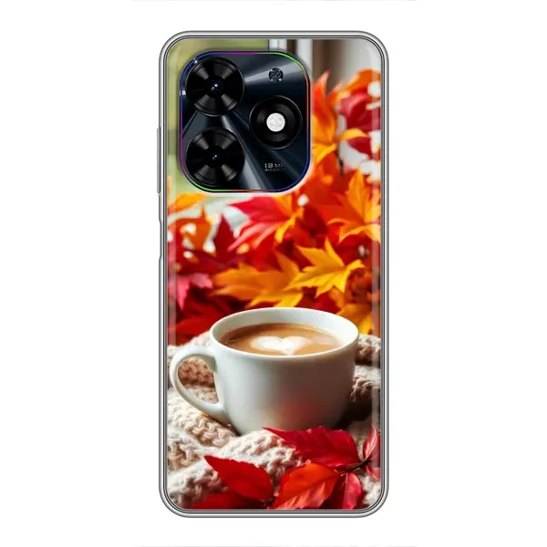 Чохол з принтом «Кава та листя» для TECNO Spark Go 2024 (BG6) Чохол з принтом «Кава та листя» для TECNO Spark Go 2024 (BG6)