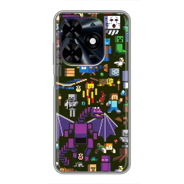 Чехол с принтом «Коллаж Майнкрафт» для TECNO Spark Go 2024 (BG6) Чехол с принтом «Коллаж Майнкрафт» для TECNO Spark Go 2024 (BG6)
