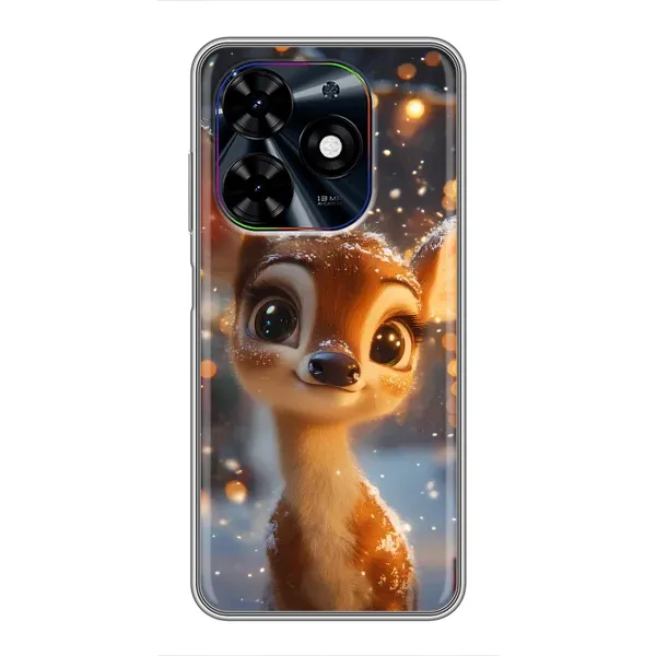 Чехол с принтом «Олененок среди гирлянд» для TECNO Spark Go 2024 (BG6) Чехол с принтом «Олененок среди гирлянд» для TECNO Spark Go 2024 (BG6)