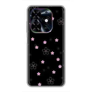 Чохол з розовим принтом для Tecno Spark Go 2024 (BG6) (Рожеві квіти на чорному)
