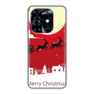 Рождественские Чехлы для Tecno Spark Go 2024 (BG6) (VPrint) (Санта с оленями)