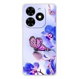 Чехлы с Цветами для Tecno Spark Go 2025 (VPrint) (Бабочка на цветочке)