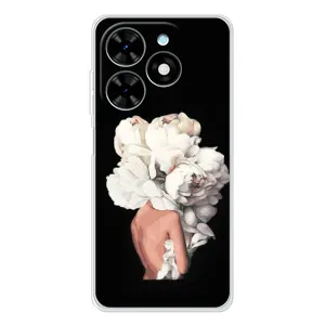 Чехлы (ART) Цветы на Tecno Spark Go 2025 (VPrint) (Белые цветы)