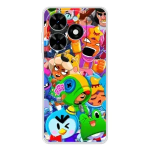 Чехол для Tecno Spark Go 2025 Бравл Старс (VPrint) (Герої Бравл Старс)