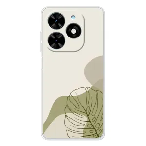 Силиконовый чехол с принтом в цветах на Tecno Spark Go 2025 (Зеленая монстера дизайн)