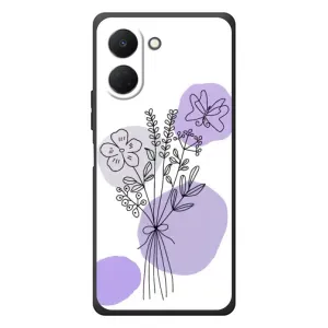 Силиконовый чехол с принтом в цветах на TECNO Spark Go 3 (Букет фиолетовая абстракция)