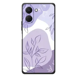 Силиконовый чехол с принтом в цветах на TECNO Spark Go 3 (Фиолетовые листья абстракция)