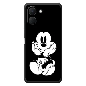 Эксклюзивный чехол для TECNO Spark Go 3 (AlphaPrint - Мультяшные) (Микки на черном)