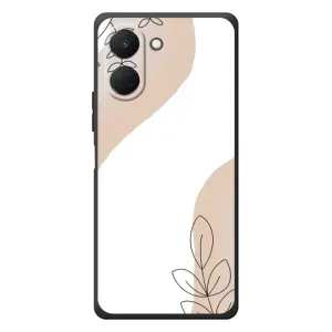 Силиконовый чехол с принтом в цветах на TECNO Spark Go 3 (Нюдовая веточка абстракция)