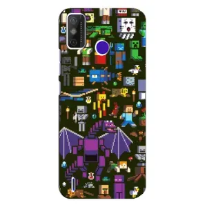 Чохол Майнкрафт на TECNO Spark Power 2 (LC8) (AlphaPrint) Minecraft (Колаж Майнкрафт)