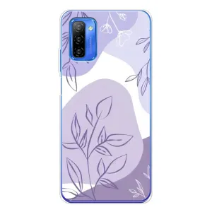 Силиконовый чехол с принтом в цветах на Ulefone Note 12 (Фиолетовые листья абстракция)