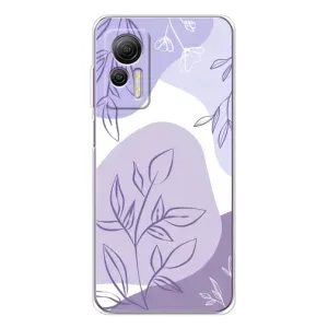 Силиконовый чехол с принтом в цветах на Ulefone Note 14 (Фиолетовые листья абстракция)