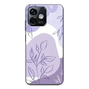 Силиконовый чехол с принтом в цветах на Ulefone Note 16 Pro (Фиолетовые листья абстракция)