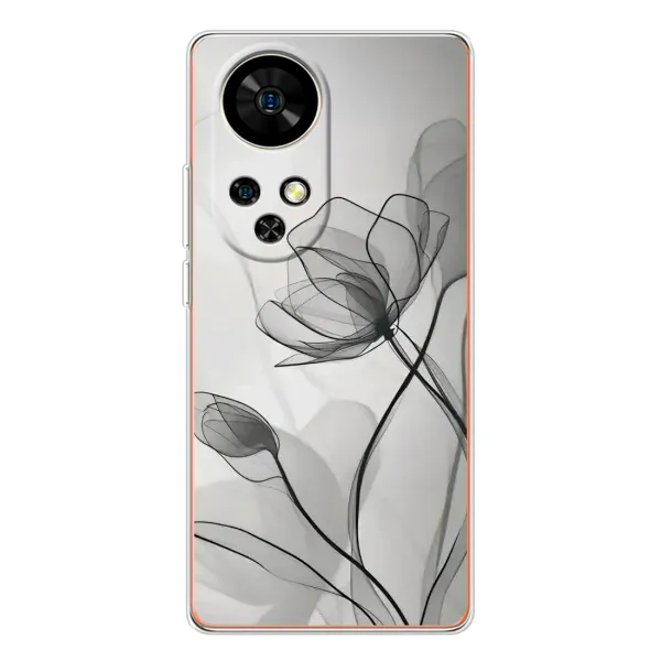 Чехол с принтом «Черные цветы» для Ulefone Note 17 Pro