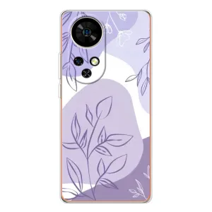 Силиконовый чехол с принтом в цветах на Ulefone Note 17 Pro (Фиолетовые листья абстракция)