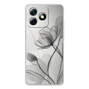 Чехол с цветочным принтом на Нот 18 Про (Черные цветы)