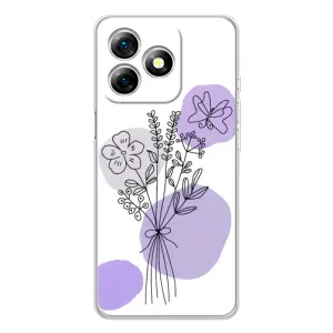 Силиконовый чехол с принтом в цветах на Ulefone Note 18 Pro (Букет фиолетовая абстракция)