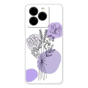 Силиконовый чехол с принтом в цветах на Ulefone Note 20 Pro (Букет фиолетовая абстракция)