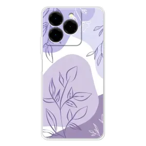 Силиконовый чехол с принтом в цветах на Ulefone Note 20 Pro (Фиолетовые листья абстракция)