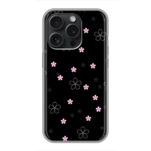 Чехол с розовым рисунком для ViVO iQOO Z11 (Розовые цветы на черном)
