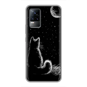 Чохол з принтом для Vivo S9 (AlphaPrint) Модні коти (Котик і місяць)
