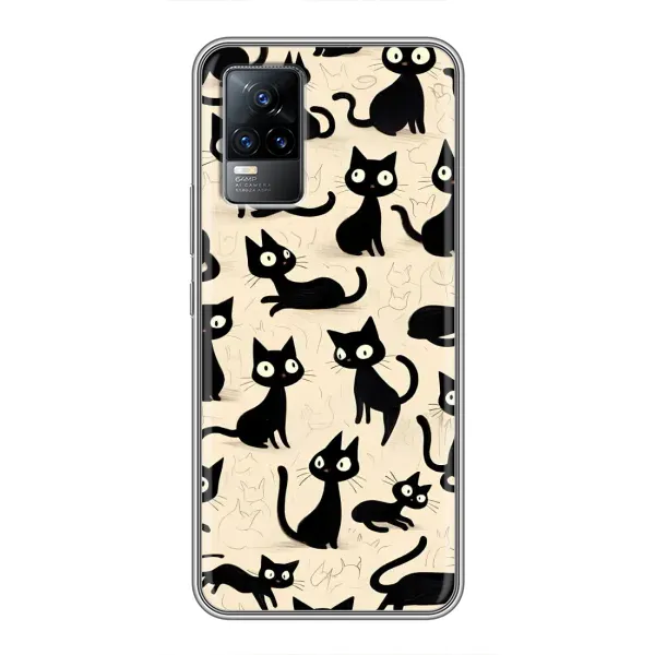 Чохол з принтом «Чорні коти» для Vivo S9e