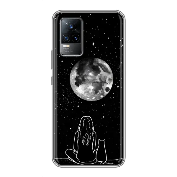 Чохол з принтом «Дівчина з котом» для Vivo S9e