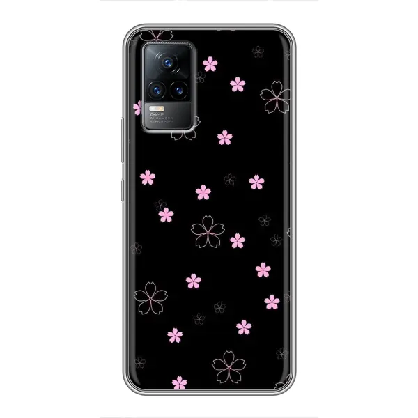 Чохол з принтом «Рожеві квіти на чорному» для Vivo S9e Чохол з принтом «Рожеві квіти на чорному» для Vivo S9e