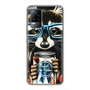 Чохол з принтом для ViVO V21E - (Прикольні) (AlphaPrint) (Єнот з банкою)