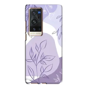 Силиконовый чехол с принтом в цветах на Vivo X60 Pro Plus (Фиолетовые листья абстракция)
