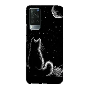Чохол з принтом для Vivo X60 Pro (AlphaPrint) Модні коти (Котик і місяць)