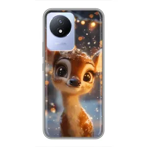 Яскравий чохол для Vivo Y02 з Зимові Оленята (Оленятко серед гірлянд)