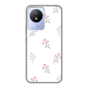 Чехол с розовым рисунком для Vivo Y02 (Розовые цветы)