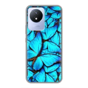 Чохол з принтом для ViVO Y02
украинскими буквами и цифрами: ВіВО У02 - (Прикольні) (AlphaPrint) (Сині метелики)