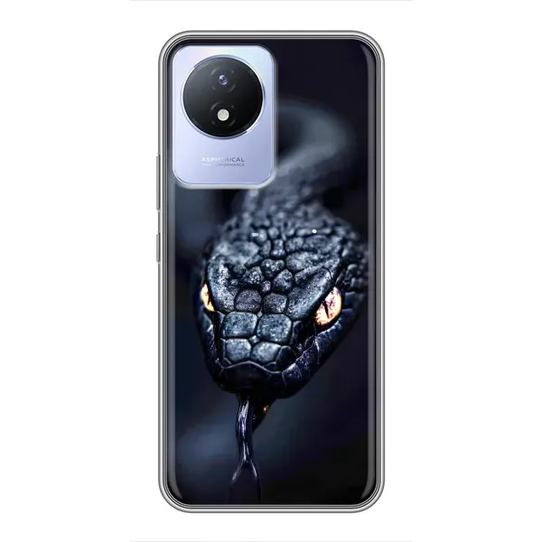 Чехол с принтом «Черная змея» для Vivo Y02 Чехол с принтом «Черная змея» для Vivo Y02