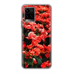 Чохли з квітами для Vivo Y33s (VPrint) (Квіти червоні)
