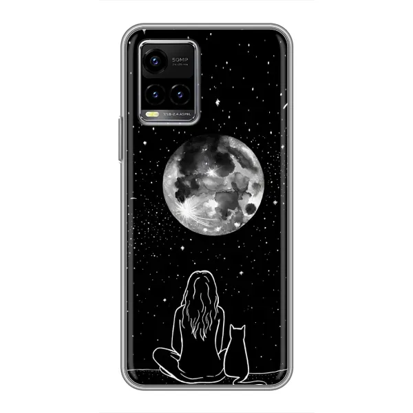 Чохол з принтом «Дівчина з котом» для Vivo Y33s