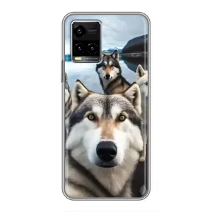 Чохол з Хаскі Vivo Y33s - (AlphaPrint) (Селфі Хаскі)